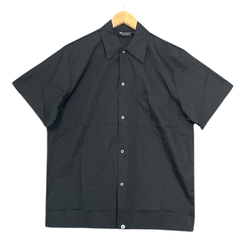 Chef Works KCBL-BLK-S Cook Shirt Mens Small Black NWT Short Sleeve Snap Front